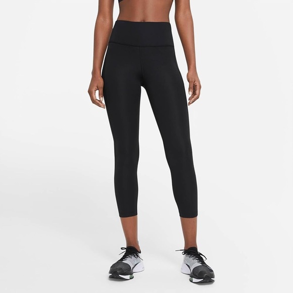 Nike Pants - Nike Fast Women's Mid-Rise Crop Running Leggings Multi Pocket - Black Size Large
